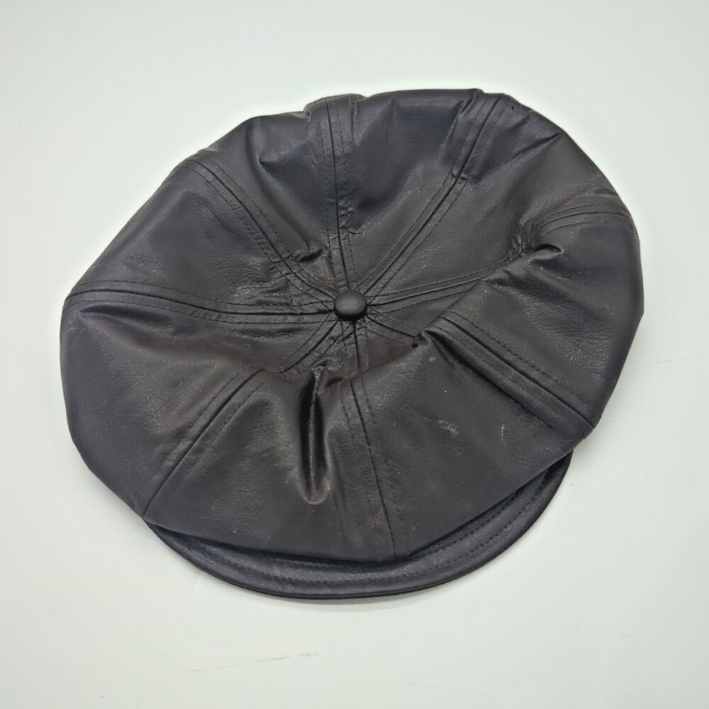 Vintage Liz Claiborne Newsboy Style Cap Hat Brown Leather Style